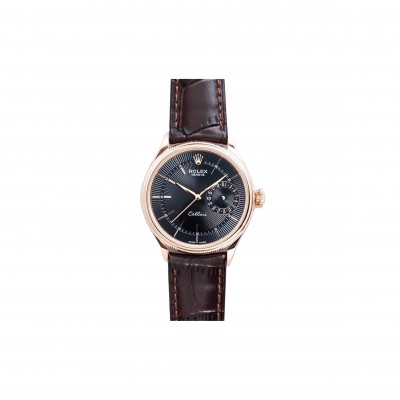 ROLEX CELLINI DATE BLACK DIAL IN EVEROSE GOLD WATCH 50515