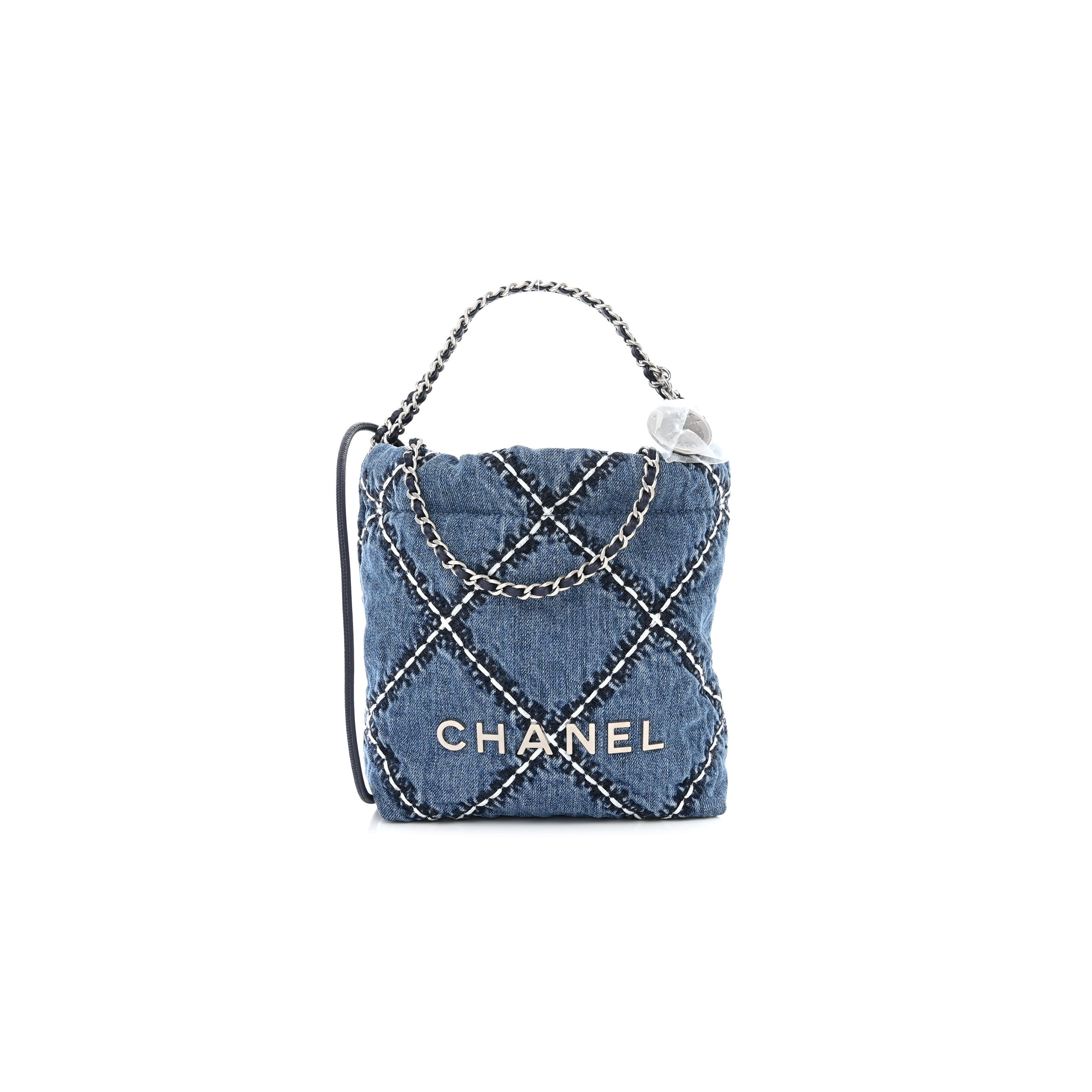 CHANEL STITCHED DENIM QUILTED MINI CHANEL 22 BLUE (19*18*6cm) CHANEL STITCHED DENIM QUILTED MINI CHANEL 22 BLUE (19*18*6cm)