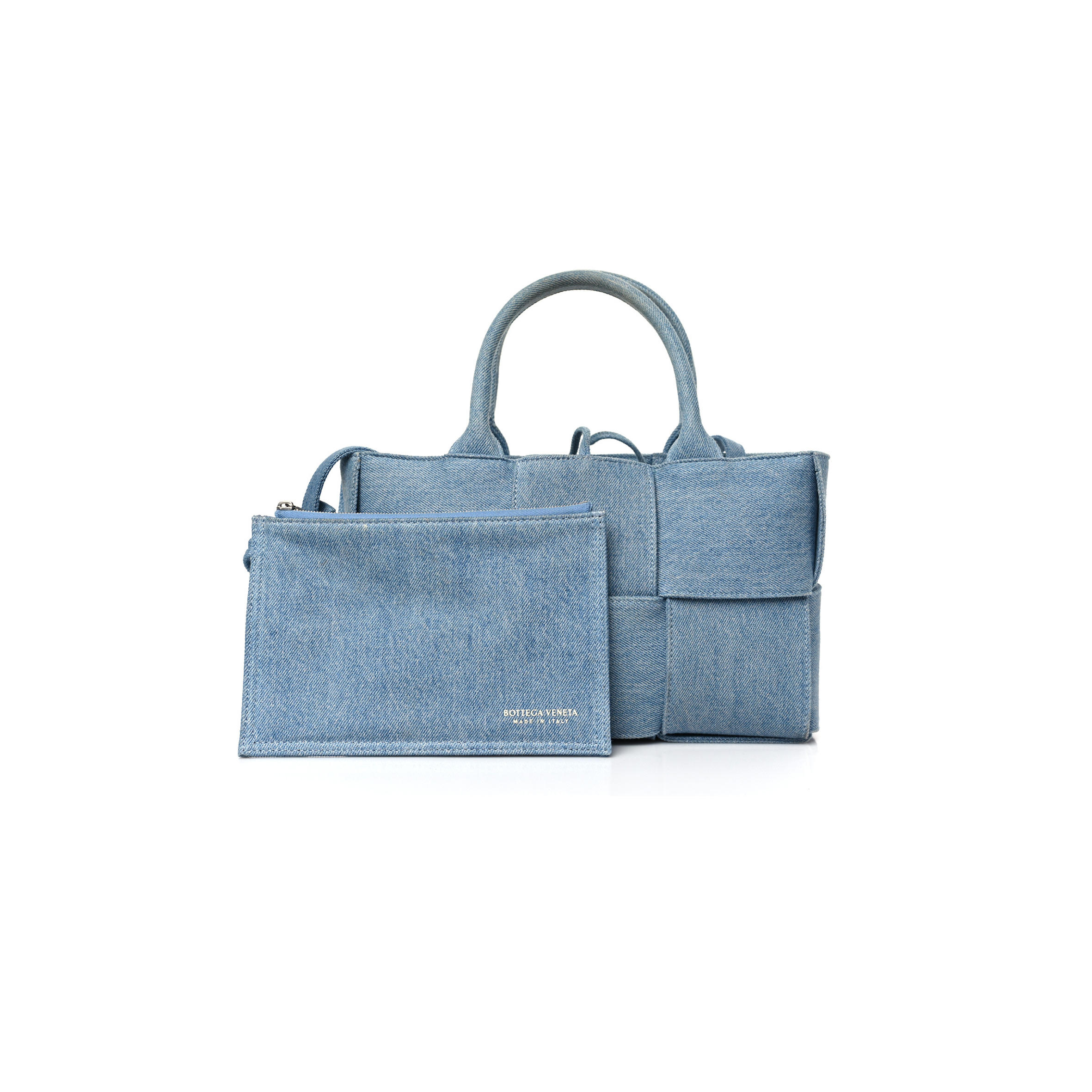 BOTTEGA VENETA DENIM MAXI INTRECCIATO MINI ARCO TOTE BLUE (27*17*11cm) BOTTEGA VENETA DENIM MAXI INTRECCIATO MINI ARCO TOTE BLUE (27*17*11cm)