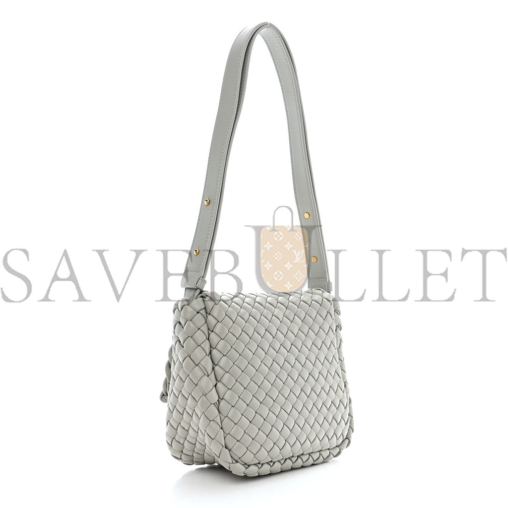 BOTTEGA VENETA NAPPA INTRECCIO MINI COBBLE SHOULDER BAG AGATE GREY (19*18*9cm) BOTTEGA VENETA NAPPA INTRECCIO MINI COBBLE SHOULDER BAG AGATE GREY (19*18*9cm)