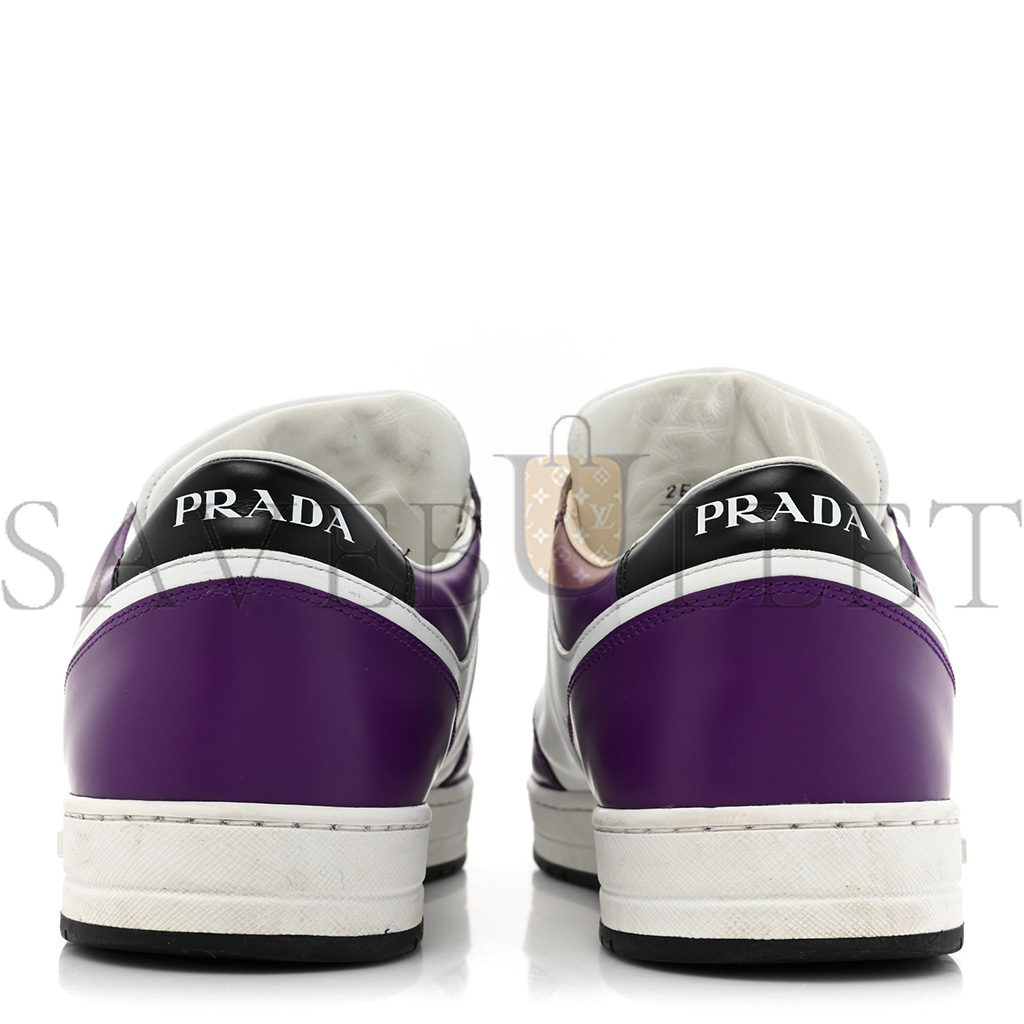 PRADA VITELLO ROIS METAL TRIANGLE LOGO MENS DOWNTOWN LOW TOP SNEAKERS 8 WHITE CICLAMINO PRADA VITELLO ROIS METAL TRIANGLE LOGO MENS DOWNTOWN LOW TOP SNEAKERS 8 WHITE CICLAMINO