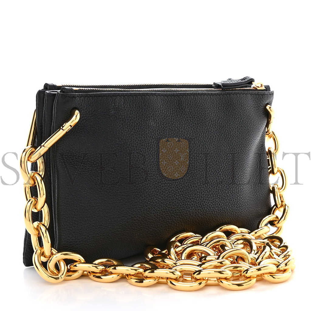 BOTTEGA VENETA GRAINED CALFSKIN SAINT GERMAIN CHAIN CROSSBODY POUCH BLACK (23*13*3cm) BOTTEGA VENETA GRAINED CALFSKIN SAINT GERMAIN CHAIN CROSSBODY POUCH BLACK (23*13*3cm)