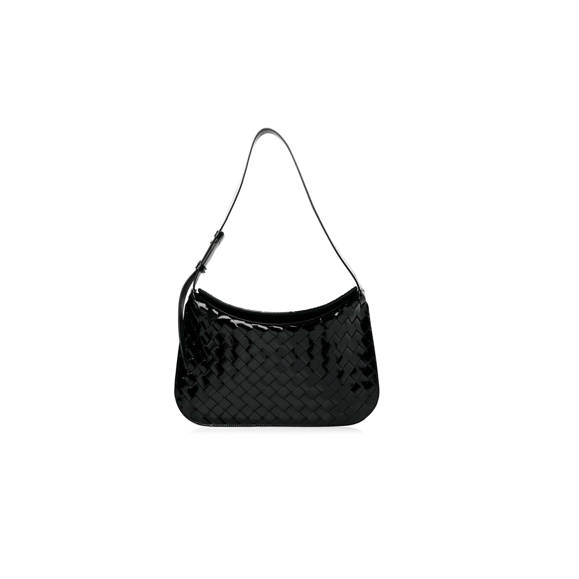 BOTTEGA VENETA PATENT INTRECCIATO SHOULDER BAG BLACK (32*21cm) BOTTEGA VENETA PATENT INTRECCIATO SHOULDER BAG BLACK (32*21cm)