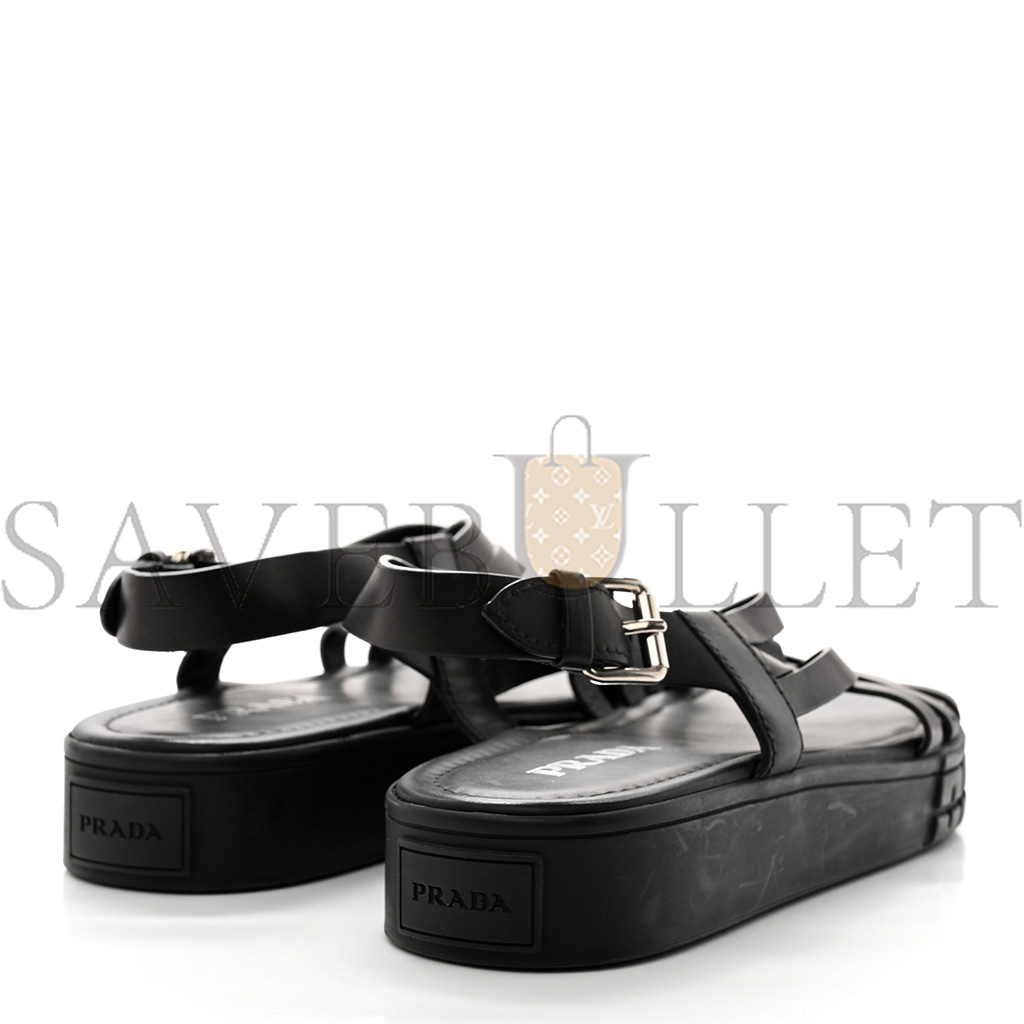 PRADA NATURAL CALFSKIN BUCKLED SLINGBACK 30MM SANDALS 38 BLACK PRADA NATURAL CALFSKIN BUCKLED SLINGBACK 30MM SANDALS 38 BLACK
