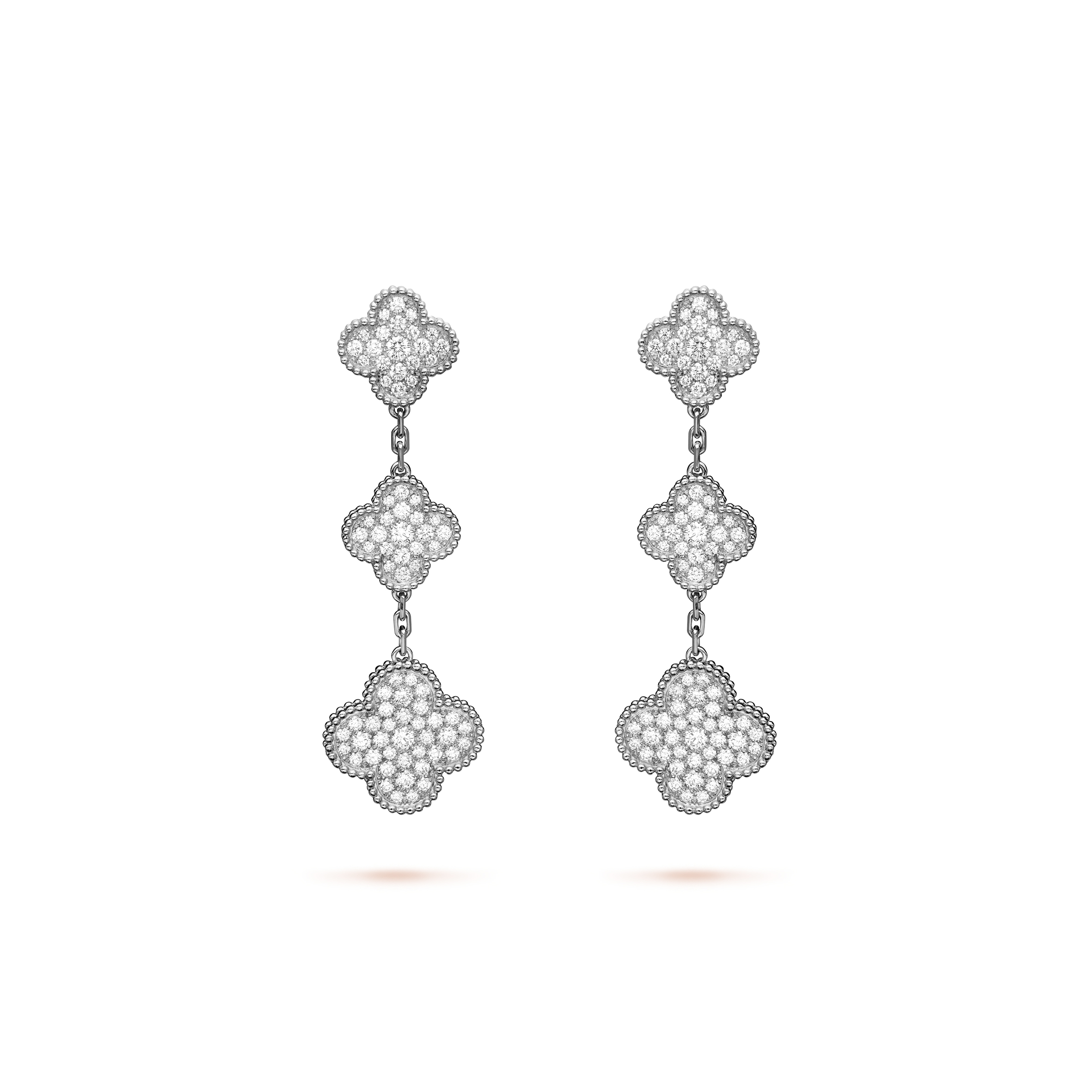 VAN CLEEF ARPELS MAGIC ALHAMBRA EARRINGS, 3 MOTIFS - WHITE GOLD, DIAMOND VCARN9MR00 VAN CLEEF ARPELS MAGIC ALHAMBRA EARRINGS, 3 MOTIFS - WHITE GOLD, DIAMOND VCARN9MR00