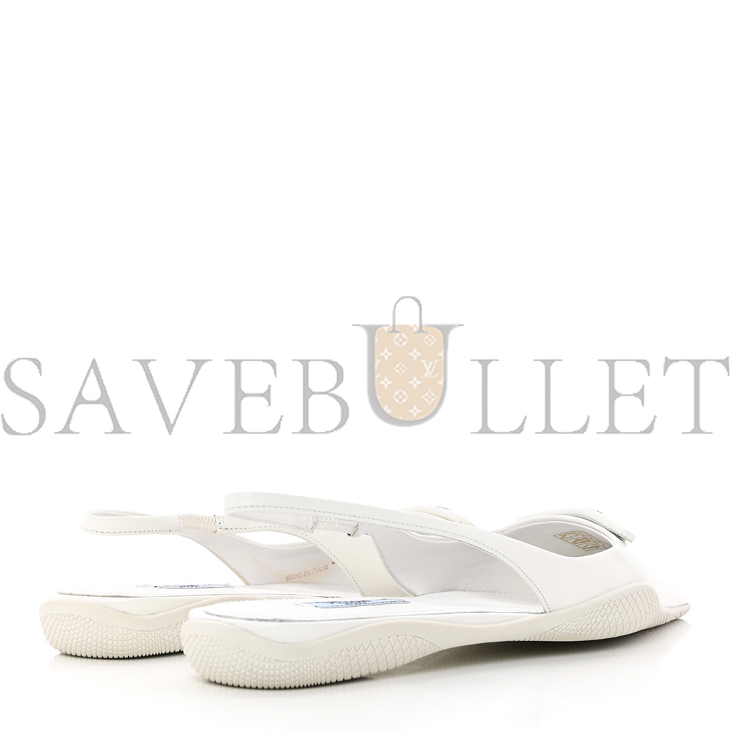 PRADA SPAZZOLATO TRIANGLE LOGO POINTED TOE SLINGBACK FLATS 37 WHITE PRADA SPAZZOLATO TRIANGLE LOGO POINTED TOE SLINGBACK FLATS 37 WHITE