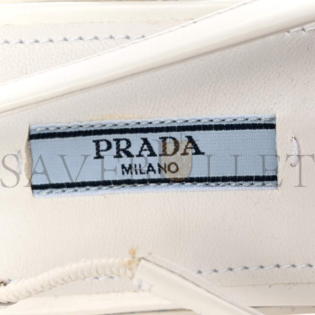 PRADA SPAZZOLATO TRIANGLE LOGO POINTED TOE SLINGBACK FLATS 37 WHITE PRADA SPAZZOLATO TRIANGLE LOGO POINTED TOE SLINGBACK FLATS 37 WHITE