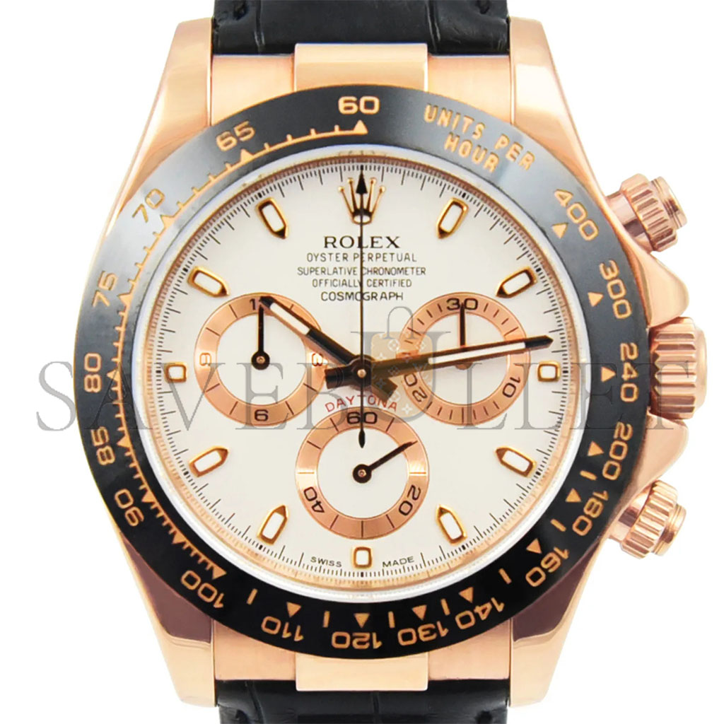 ROLEX DAYTONA ROSE GOLD 40MM IVORY CREAM DIAL WATCH 116515LN