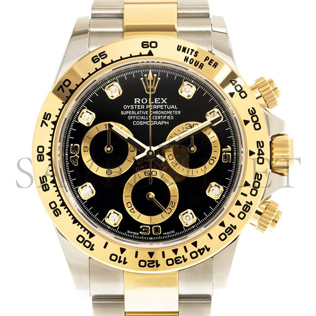 ROLEX DAYTONA DIAMOND-ENCRUSTED BRIGHT BLACK DIAL WATCH 116503-0011