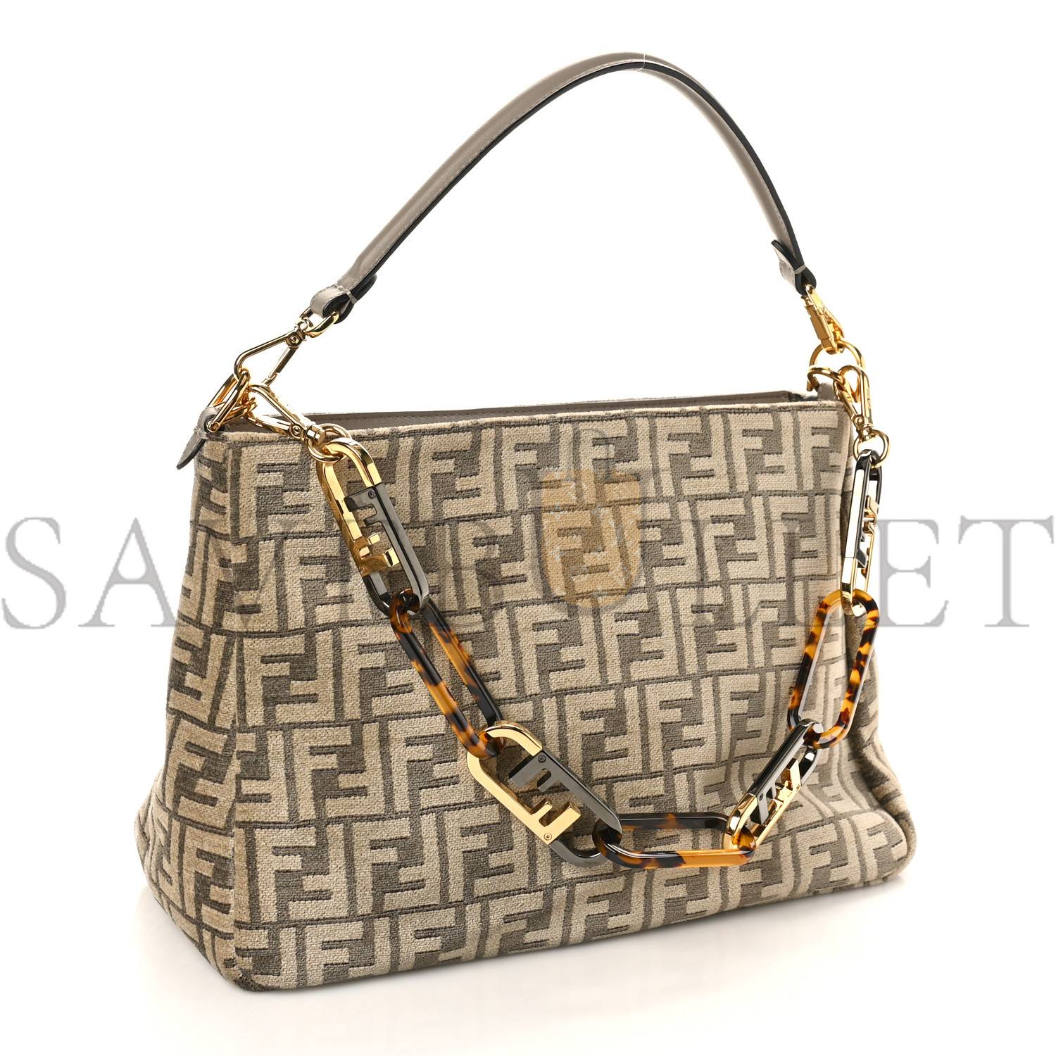 FENDI CHENILLE VITELLO SETA PLEXIGLASS FF FENDI O'LOCK ZIPPER TORTORA NUVOLA (34*23*13cm) FENDI CHENILLE VITELLO SETA PLEXIGLASS FF FENDI O'LOCK ZIPPER TORTORA NUVOLA (34*23*13cm)