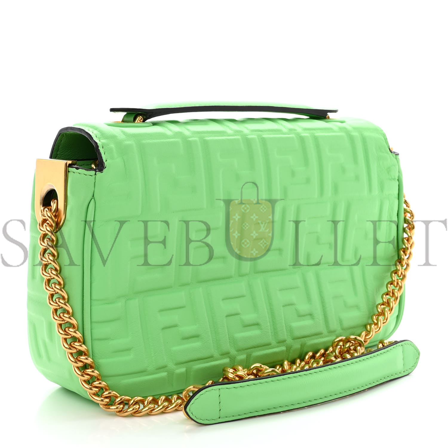 FENDI NAPPA SMALL FF EMBOSSED MIDI CHAIN BAGUETTE EDAMAME (22*14*6cm) FENDI NAPPA SMALL FF EMBOSSED MIDI CHAIN BAGUETTE EDAMAME (22*14*6cm)