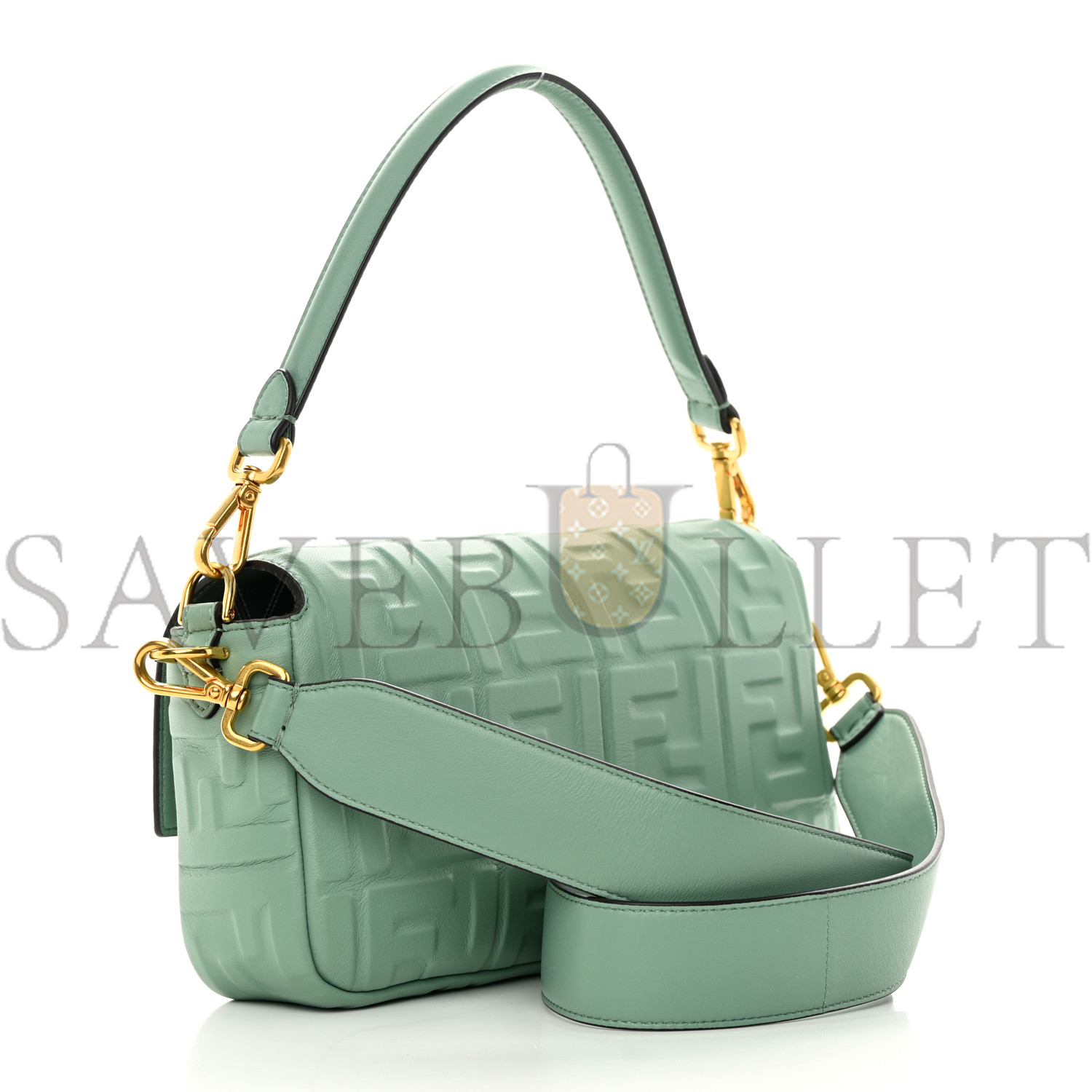 FENDI NAPPA FF 1974 EMBOSSED BAGUETTE MENTA (26*17*6cm) FENDI NAPPA FF 1974 EMBOSSED BAGUETTE MENTA (26*17*6cm)