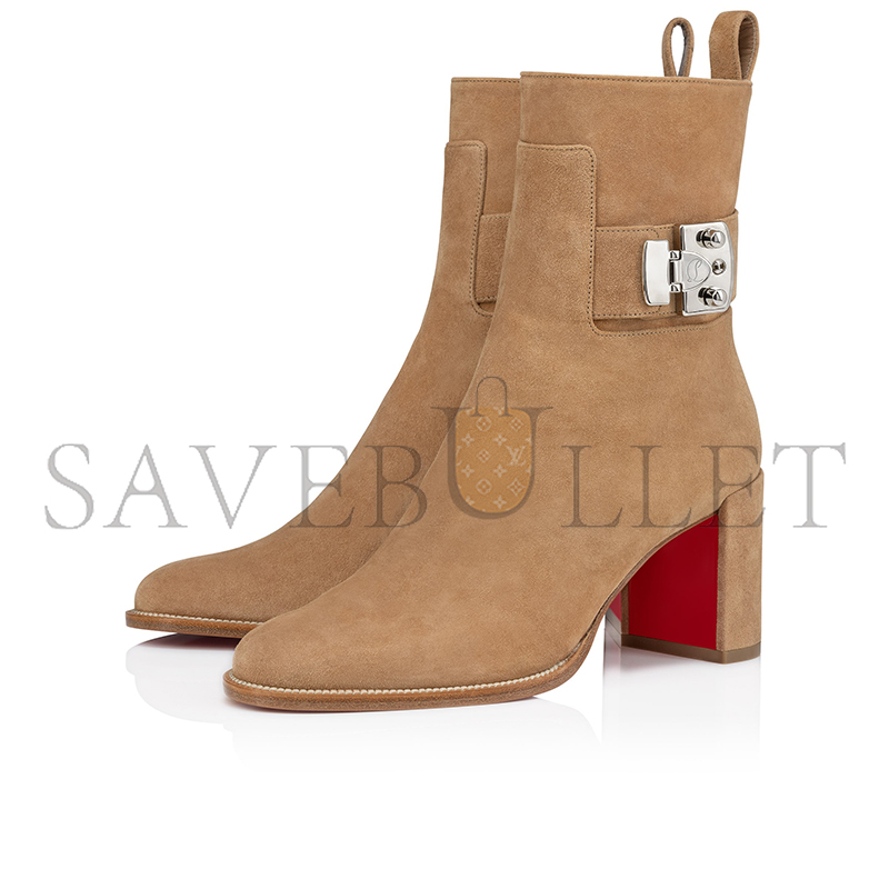 CHRISTIAN LOUBOUTIN BOOTY LOCK 70 MM LOW BOOTS-VEAU VELOURS-LIONNE-WOMEN 1250326F486 CHRISTIAN LOUBOUTIN BOOTY LOCK 70 MM LOW BOOTS-VEAU VELOURS-LIONNE-WOMEN 1250326F486