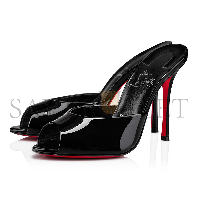 CHRISTIAN LOUBOUTIN ME DOLLY 100 MM MULES-PATENT CALF LEATHER-BLACK-WOMEN 1221318B439 CHRISTIAN LOUBOUTIN ME DOLLY 100 MM MULES-PATENT CALF LEATHER-BLACK-WOMEN 1221318B439