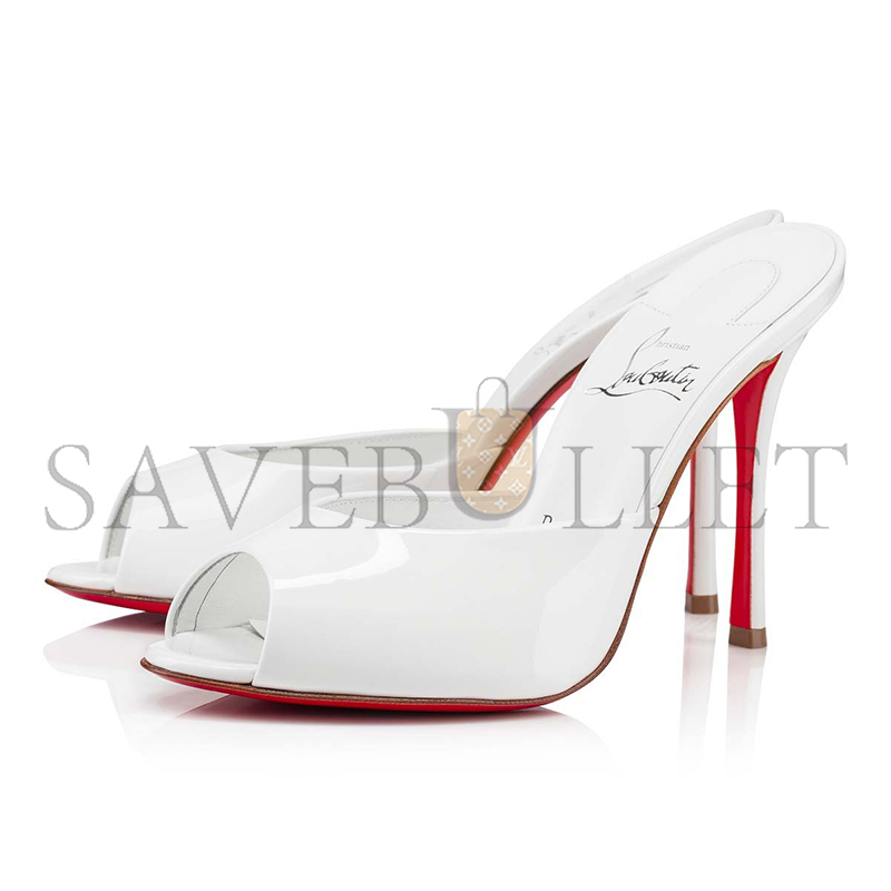 CHRISTIAN LOUBOUTIN ME DOLLY 100 MM MULES-PATENT CALF LEATHER-BIANCO-WOMEN 1221318W302 CHRISTIAN LOUBOUTIN ME DOLLY 100 MM MULES-PATENT CALF LEATHER-BIANCO-WOMEN 1221318W302