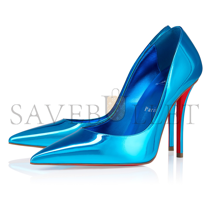 CHRISTIAN LOUBOUTIN MISS Z 100 MM PUMPS-LAMINATED CALF LEATHER-ACQUA-WOMEN 12506504306 CHRISTIAN LOUBOUTIN MISS Z 100 MM PUMPS-LAMINATED CALF LEATHER-ACQUA-WOMEN 12506504306