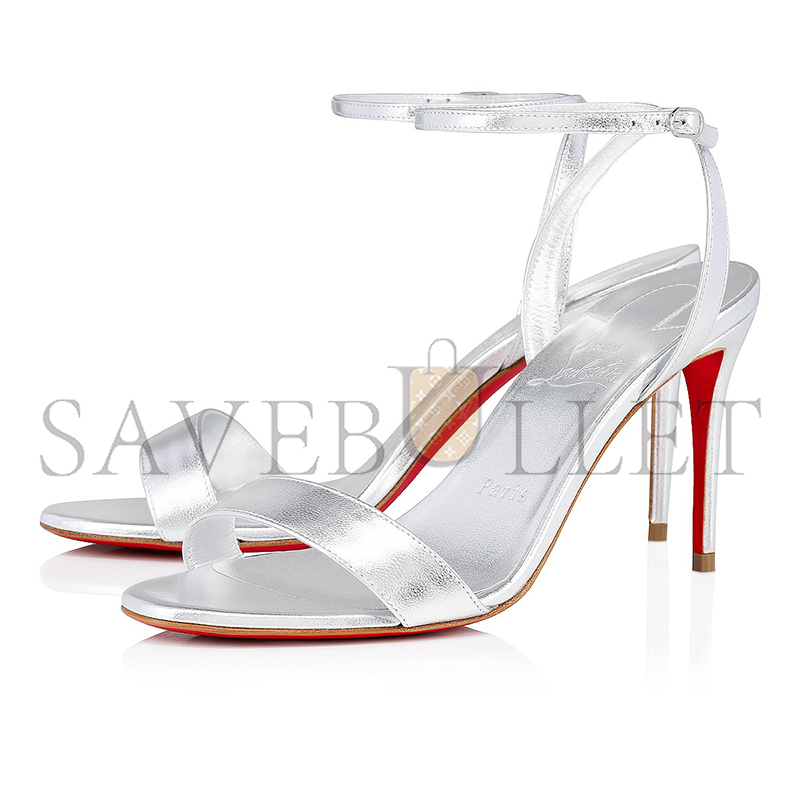 CHRISTIAN LOUBOUTIN LOUBIGIRL 85 MM STRAPPY SANDALS-IRIDESCENT LEATHER-SILVER-WOMEN 1240041S211 CHRISTIAN LOUBOUTIN LOUBIGIRL 85 MM STRAPPY SANDALS-IRIDESCENT LEATHER-SILVER-WOMEN 1240041S211