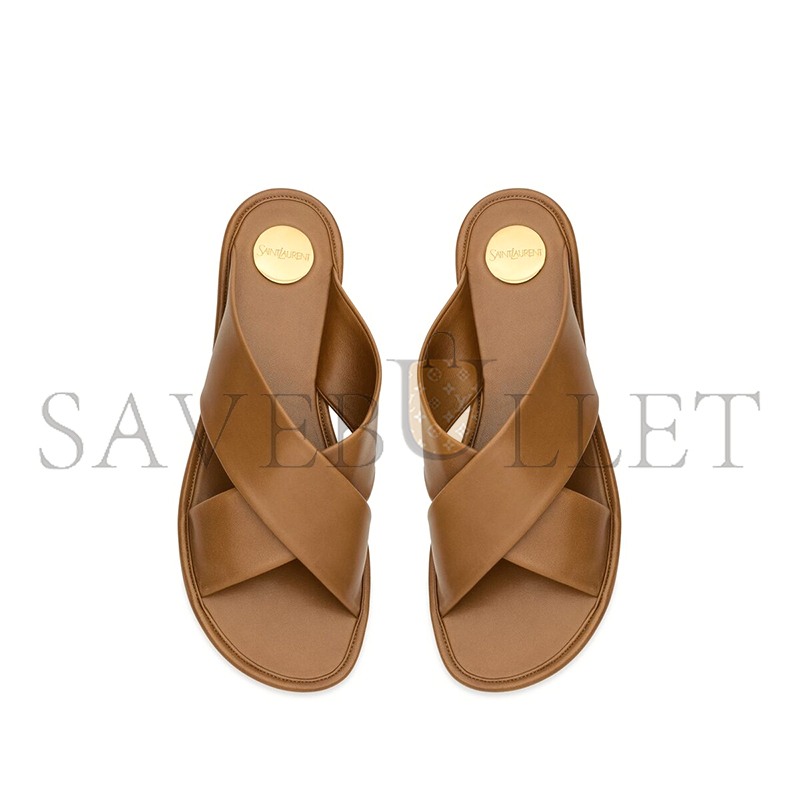 YSL CARLYLE SLIDES IN SMOOTH LEATHER 825283AADF02526 YSL CARLYLE SLIDES IN SMOOTH LEATHER 825283AADF02526