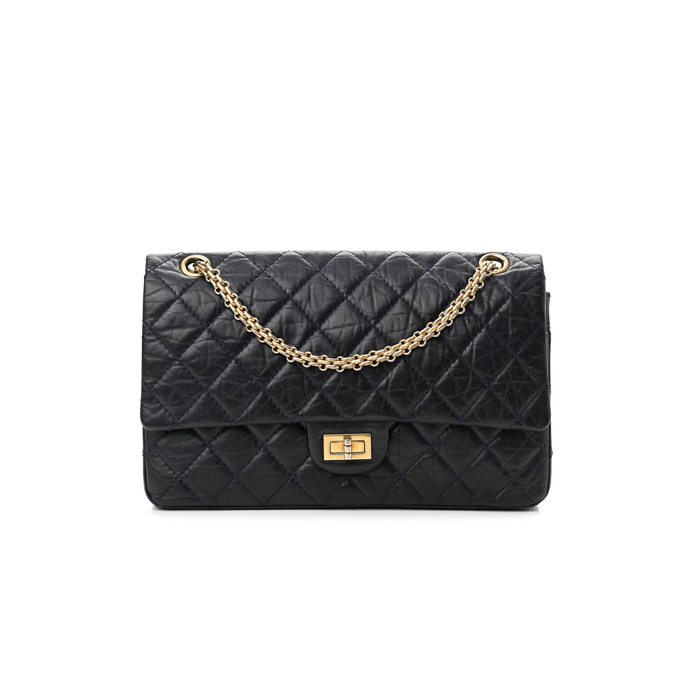 CHANEL CALFSKIN QUILTED 2.55 REISSUE 226 FLAP NAVY BLUE (27*17*9cm) CHANEL CALFSKIN QUILTED 2.55 REISSUE 226 FLAP NAVY BLUE (27*17*9cm)