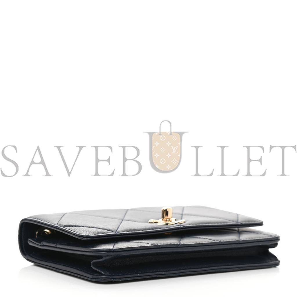 CHANEL LAMBSKIN QUILTED TRENDY CC WALLET ON CHAIN WOC NAVY ROSE GOLD HARDWARE (19*12*3cm) CHANEL LAMBSKIN QUILTED TRENDY CC WALLET ON CHAIN WOC NAVY ROSE GOLD HARDWARE (19*12*3cm)