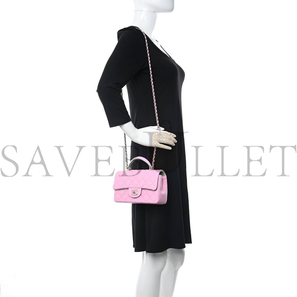 CHANEL LAMBSKIN QUILTED MINI TOP HANDLE RECTANGULAR FLAP LILAC LIGHT GREEN ROSE GOLD HARDWARE (20*12*6cm) CHANEL LAMBSKIN QUILTED MINI TOP HANDLE RECTANGULAR FLAP LILAC LIGHT GREEN ROSE GOLD HARDWARE (20*12*6cm)