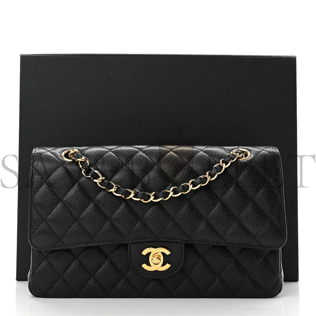 CHANEL CAVIAR QUILTED MEDIUM DOUBLE FLAP BLACK GOLD HARDWARE (25*15*6cm) CHANEL CAVIAR QUILTED MEDIUM DOUBLE FLAP BLACK GOLD HARDWARE (25*15*6cm)