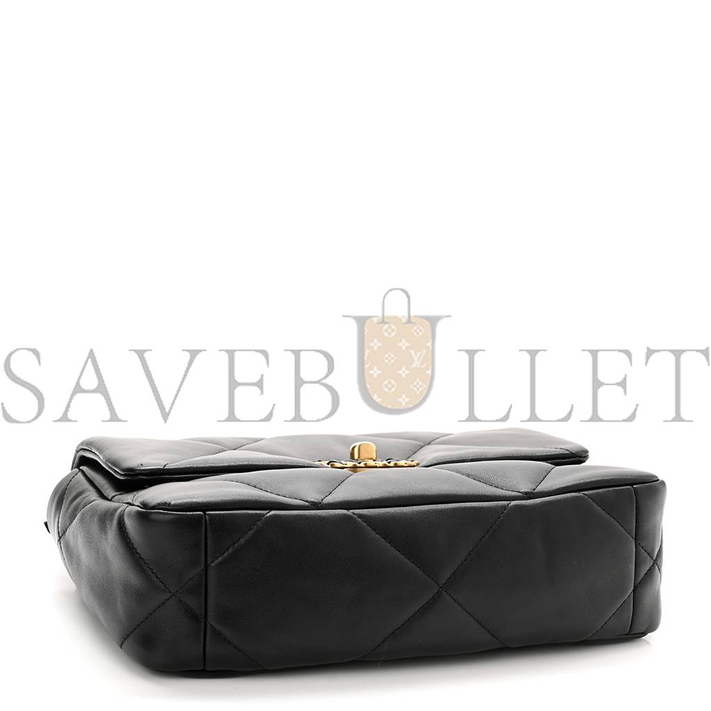 CHANEL LAMBSKIN QUILTED MEDIUM CHANEL 19 FLAP BLACK GOLD HARDWARE (25*16*7cm) CHANEL LAMBSKIN QUILTED MEDIUM CHANEL 19 FLAP BLACK GOLD HARDWARE (25*16*7cm)
