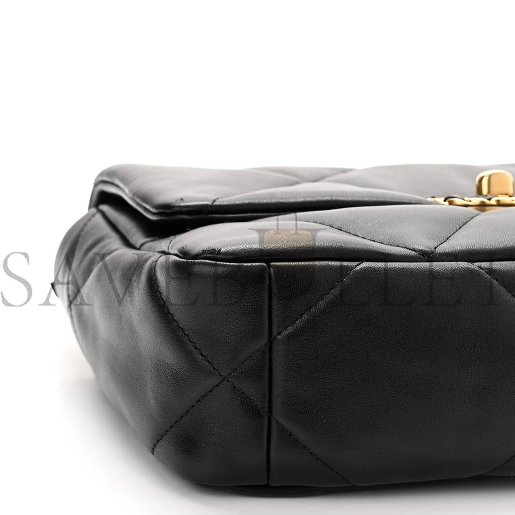 CHANEL LAMBSKIN QUILTED MEDIUM CHANEL 19 FLAP BLACK GOLD HARDWARE (25*16*7cm) CHANEL LAMBSKIN QUILTED MEDIUM CHANEL 19 FLAP BLACK GOLD HARDWARE (25*16*7cm)