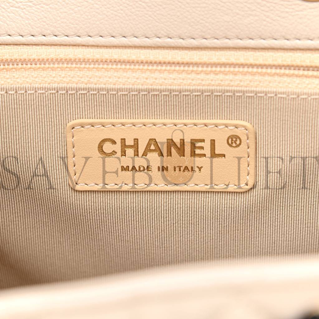 CHANEL GOATSKIN QUILTED DUMA DRAWSTRING BACKPACK BEIGE BLACK WHITE ROSE GOLD HARDWARE (23*22*12cm) CHANEL GOATSKIN QUILTED DUMA DRAWSTRING BACKPACK BEIGE BLACK WHITE ROSE GOLD HARDWARE (23*22*12cm)