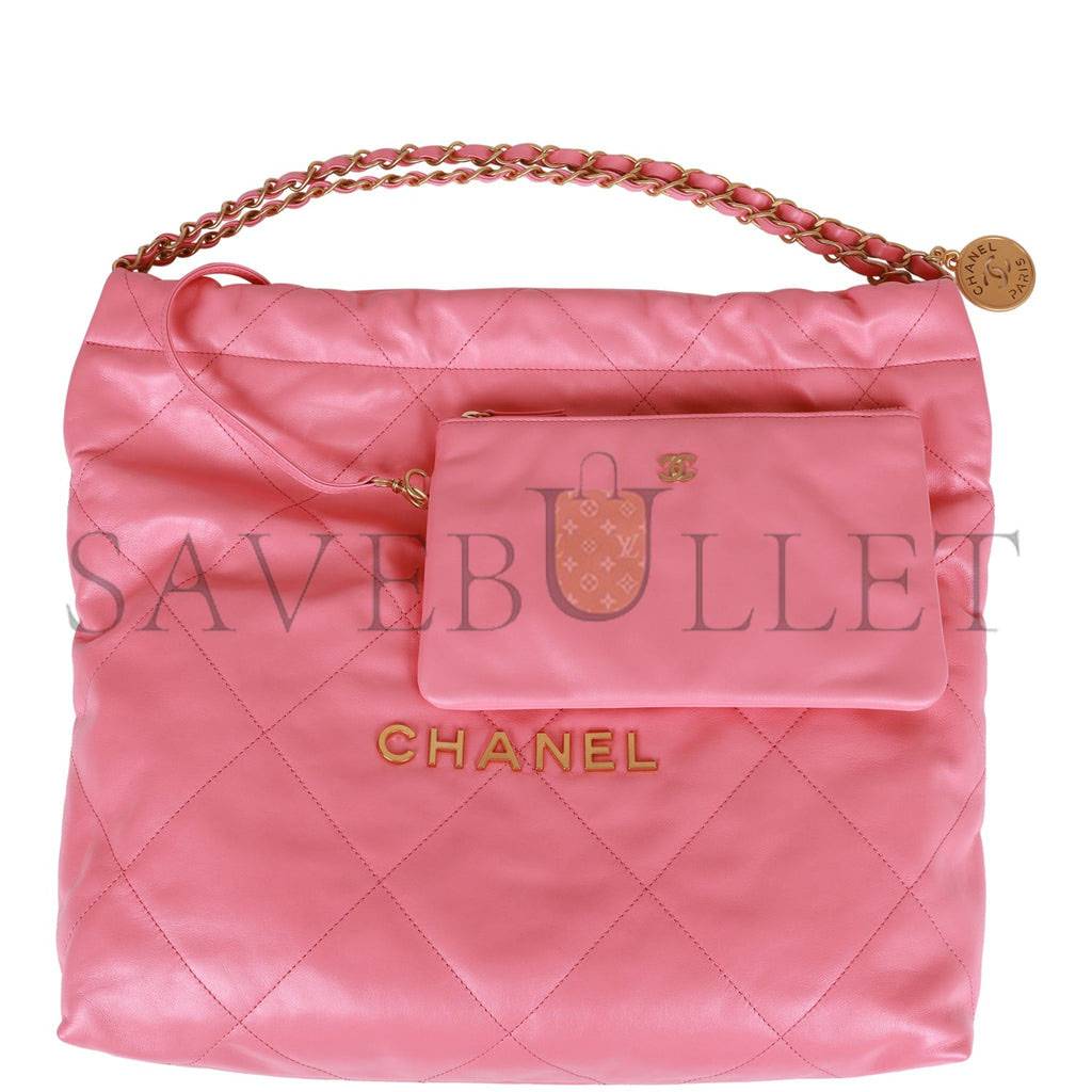 CHANEL SMALL 22 BAG PINK CALFSKIN GOLD HARDWARE (30*28*8cm) CHANEL SMALL 22 BAG PINK CALFSKIN GOLD HARDWARE (30*28*8cm)