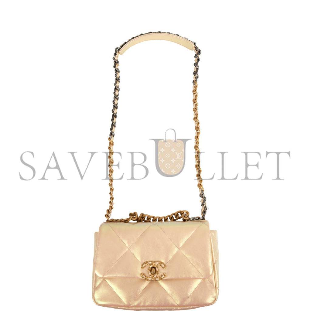 CHANEL MEDIUM 19 FLAP BAG ROSE IRIDESCENT CALFSKIN MIXED HARDWARE (25*16*9cm) CHANEL MEDIUM 19 FLAP BAG ROSE IRIDESCENT CALFSKIN MIXED HARDWARE (25*16*9cm)