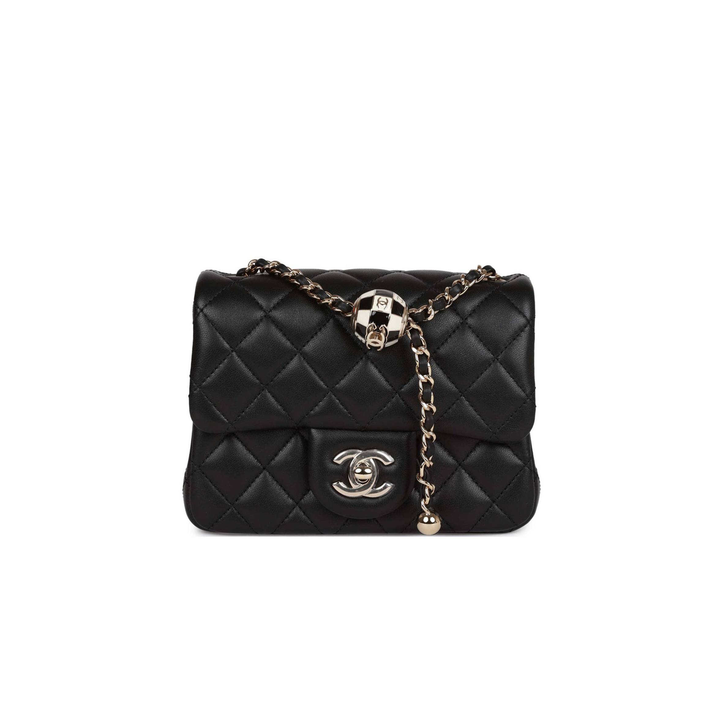 CHANEL PEARL CRUSH MINI SQUARE FLAP BAG BLACK LAMBSKIN LIGHT GOLD HARDWARE (17*14*8cm) CHANEL PEARL CRUSH MINI SQUARE FLAP BAG BLACK LAMBSKIN LIGHT GOLD HARDWARE (17*14*8cm)