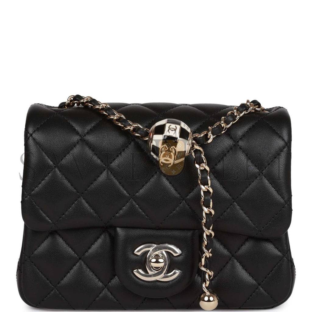 CHANEL PEARL CRUSH MINI SQUARE FLAP BAG BLACK LAMBSKIN LIGHT GOLD HARDWARE (17*14*8cm) CHANEL PEARL CRUSH MINI SQUARE FLAP BAG BLACK LAMBSKIN LIGHT GOLD HARDWARE (17*14*8cm)