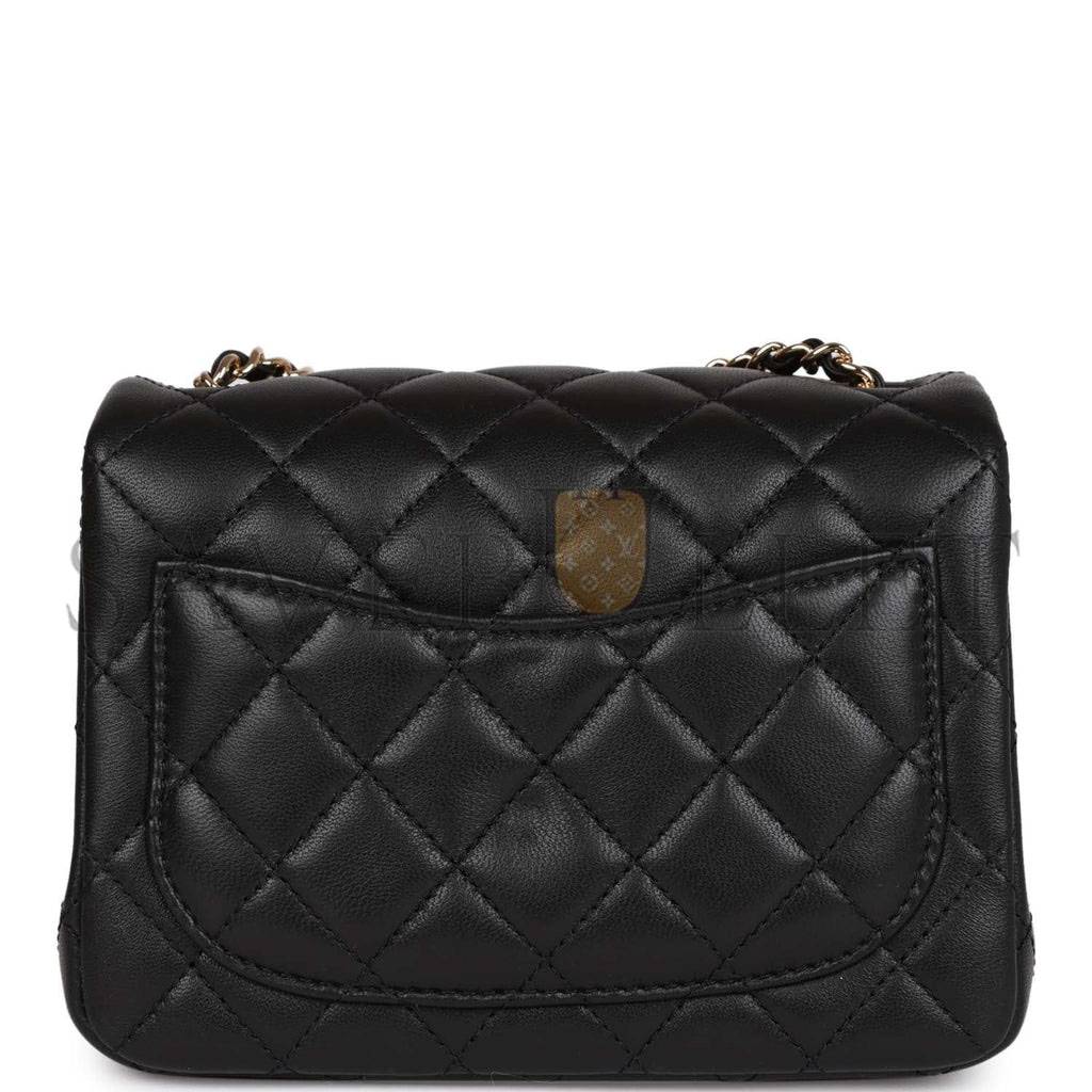 CHANEL PEARL CRUSH MINI SQUARE FLAP BAG BLACK LAMBSKIN LIGHT GOLD HARDWARE (17*14*8cm) CHANEL PEARL CRUSH MINI SQUARE FLAP BAG BLACK LAMBSKIN LIGHT GOLD HARDWARE (17*14*8cm)