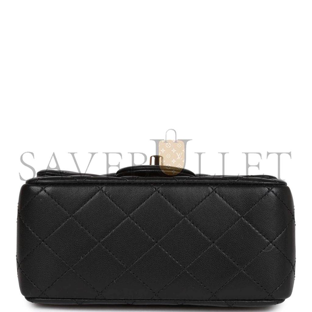 CHANEL PEARL CRUSH MINI SQUARE FLAP BAG BLACK LAMBSKIN LIGHT GOLD HARDWARE (17*14*8cm) CHANEL PEARL CRUSH MINI SQUARE FLAP BAG BLACK LAMBSKIN LIGHT GOLD HARDWARE (17*14*8cm)