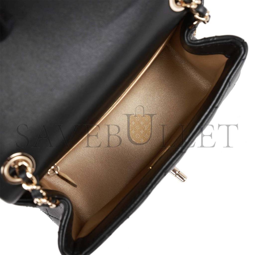 CHANEL PEARL CRUSH MINI SQUARE FLAP BAG BLACK LAMBSKIN LIGHT GOLD HARDWARE (17*14*8cm) CHANEL PEARL CRUSH MINI SQUARE FLAP BAG BLACK LAMBSKIN LIGHT GOLD HARDWARE (17*14*8cm)