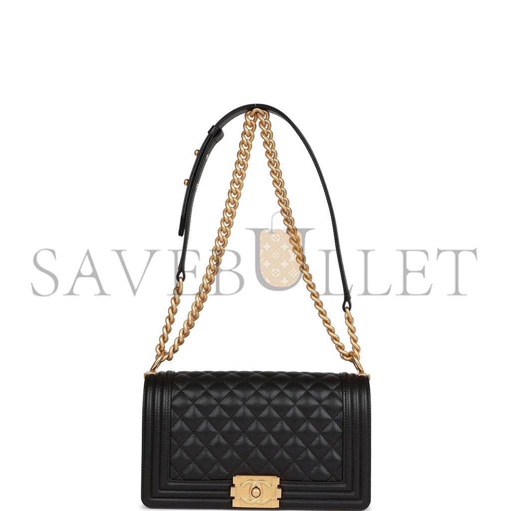 CHANEL MEDIUM BOY BAG BLACK CAVIAR ANTIQUE GOLD HARDWARE (25*15*9cm) CHANEL MEDIUM BOY BAG BLACK CAVIAR ANTIQUE GOLD HARDWARE (25*15*9cm)