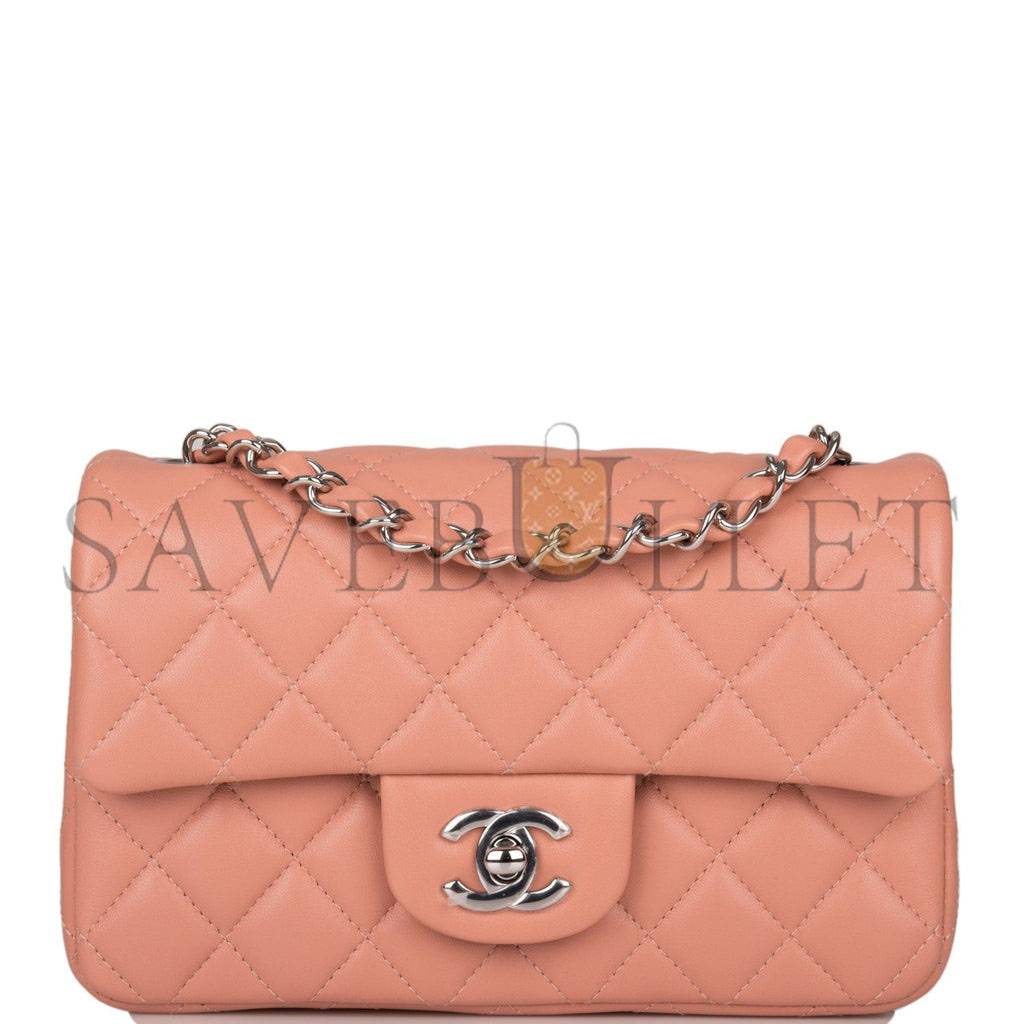CHANEL MINI RECTANGULAR FLAP BAG ROSE LAMBSKIN SILVER HARDWARE (20*13*6cm) CHANEL MINI RECTANGULAR FLAP BAG ROSE LAMBSKIN SILVER HARDWARE (20*13*6cm)