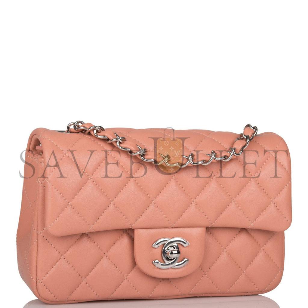 CHANEL MINI RECTANGULAR FLAP BAG ROSE LAMBSKIN SILVER HARDWARE (20*13*6cm) CHANEL MINI RECTANGULAR FLAP BAG ROSE LAMBSKIN SILVER HARDWARE (20*13*6cm)