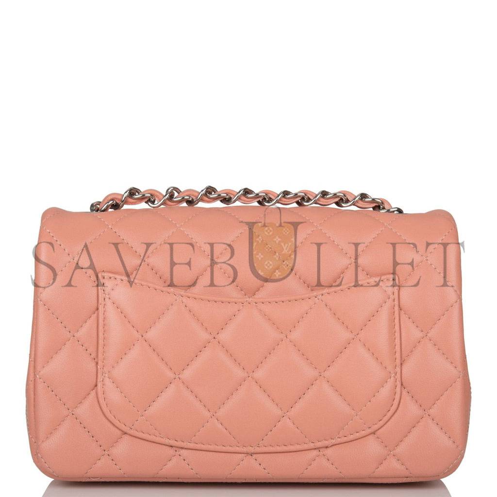 CHANEL MINI RECTANGULAR FLAP BAG ROSE LAMBSKIN SILVER HARDWARE (20*13*6cm) CHANEL MINI RECTANGULAR FLAP BAG ROSE LAMBSKIN SILVER HARDWARE (20*13*6cm)