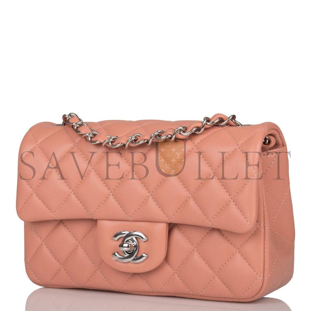 CHANEL MINI RECTANGULAR FLAP BAG ROSE LAMBSKIN SILVER HARDWARE (20*13*6cm) CHANEL MINI RECTANGULAR FLAP BAG ROSE LAMBSKIN SILVER HARDWARE (20*13*6cm)