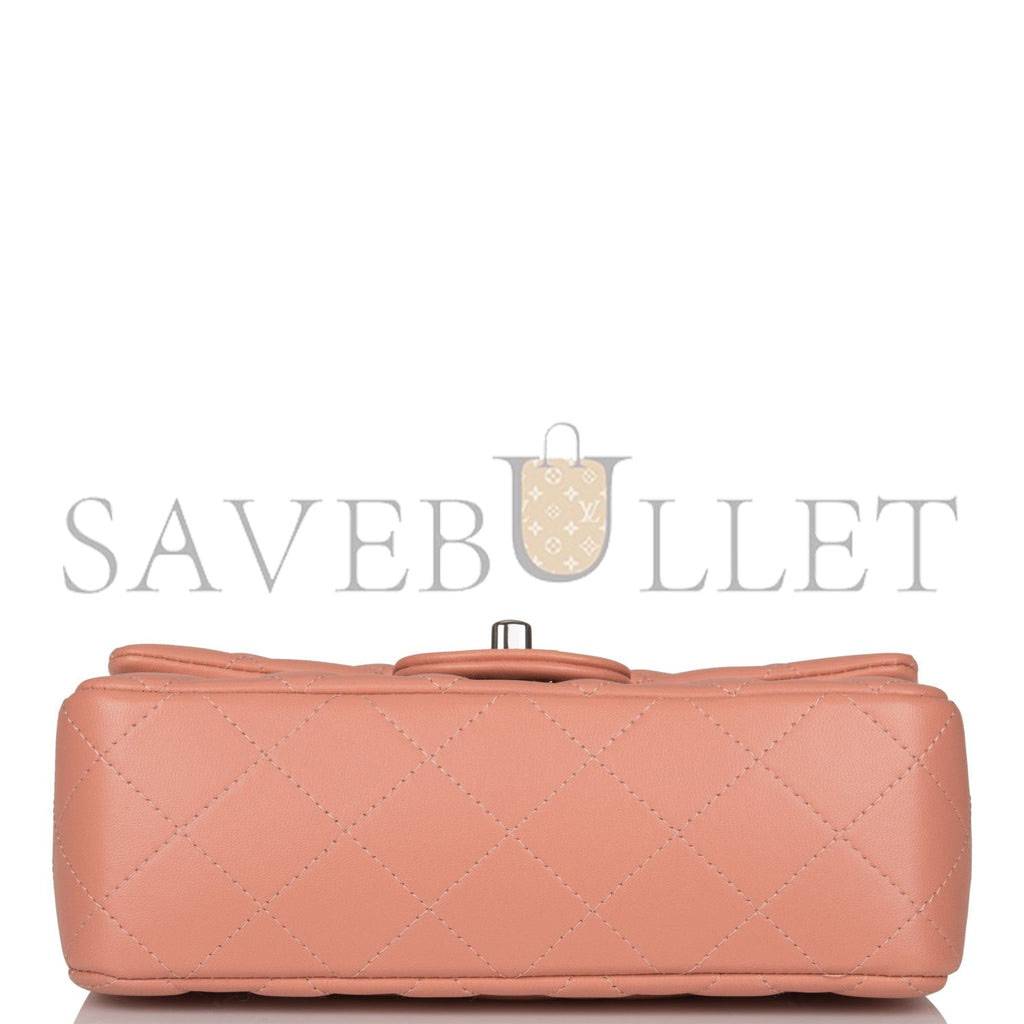 CHANEL MINI RECTANGULAR FLAP BAG ROSE LAMBSKIN SILVER HARDWARE (20*13*6cm) CHANEL MINI RECTANGULAR FLAP BAG ROSE LAMBSKIN SILVER HARDWARE (20*13*6cm)