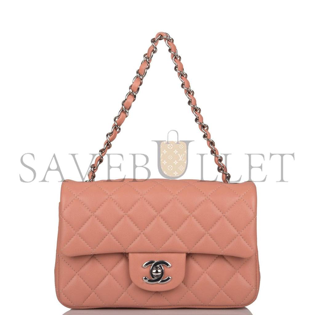 CHANEL MINI RECTANGULAR FLAP BAG ROSE LAMBSKIN SILVER HARDWARE (20*13*6cm) CHANEL MINI RECTANGULAR FLAP BAG ROSE LAMBSKIN SILVER HARDWARE (20*13*6cm)