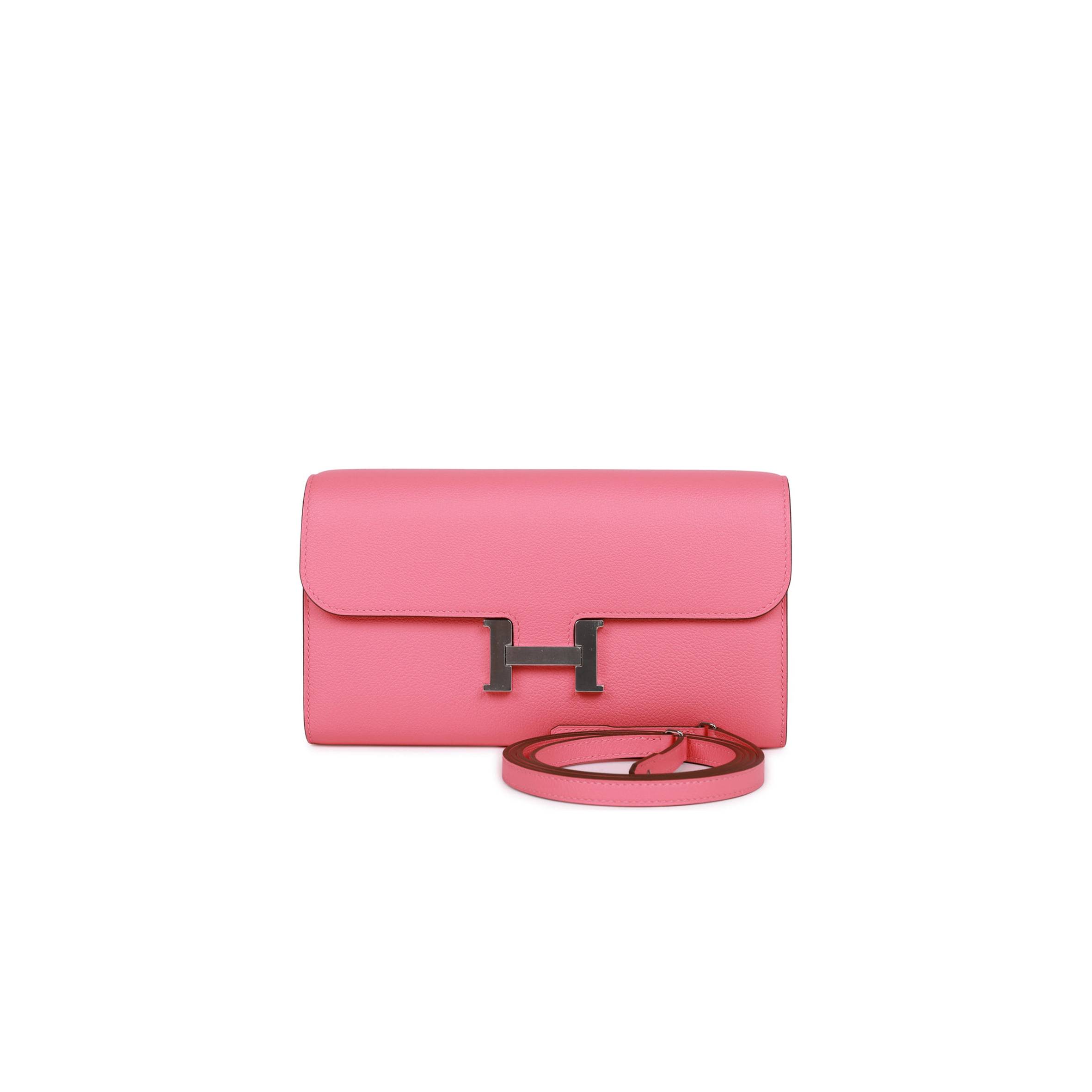 HERMES CONSTANCE WALLET TO GO ROSE AZALEE EVERCOLOR PALLADIUM HARDWARE (20.3*11.4*3.8cm) HERMES CONSTANCE WALLET TO GO ROSE AZALEE EVERCOLOR PALLADIUM HARDWARE (20.3*11.4*3.8cm)
