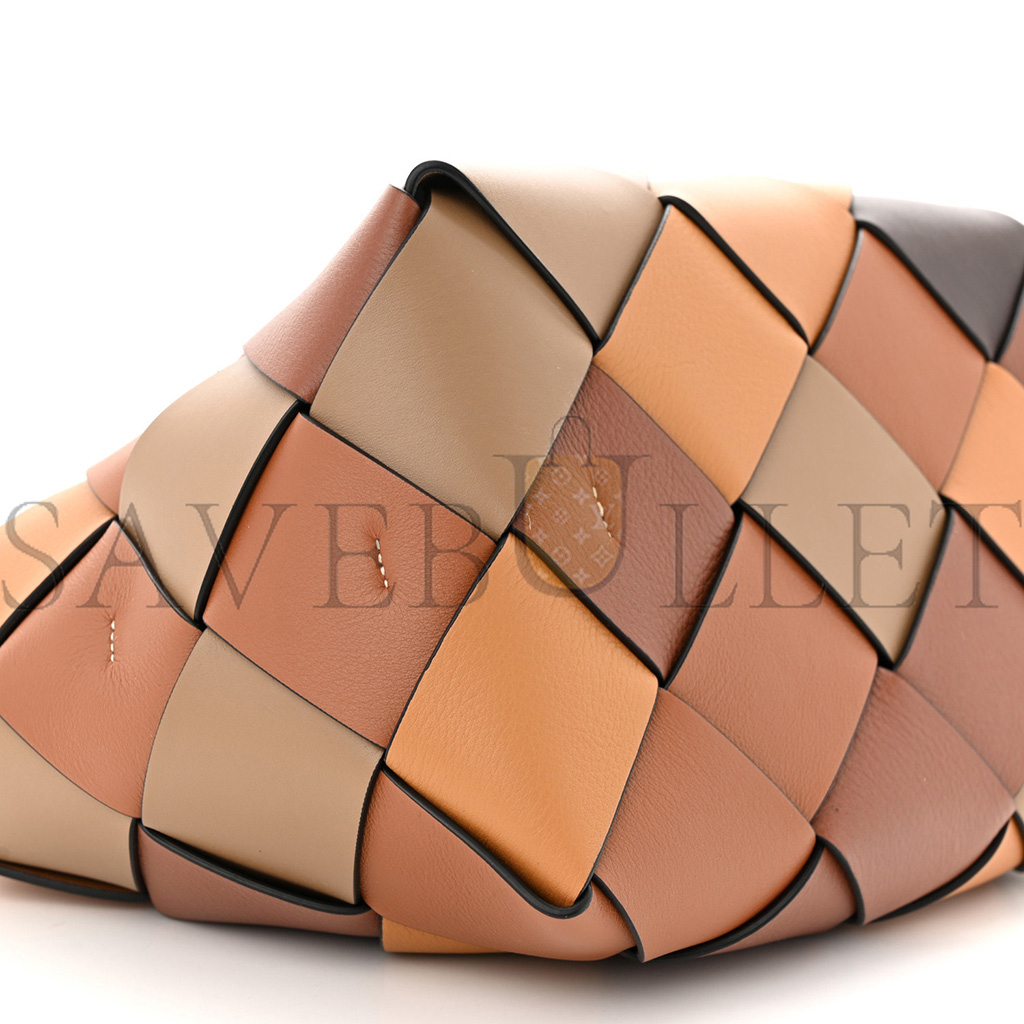 LOEWE CALFSKIN SMALL WOVEN BASKET SURPLUS BAG BROWN (23*22*15cm) LOEWE CALFSKIN SMALL WOVEN BASKET SURPLUS BAG BROWN (23*22*15cm)