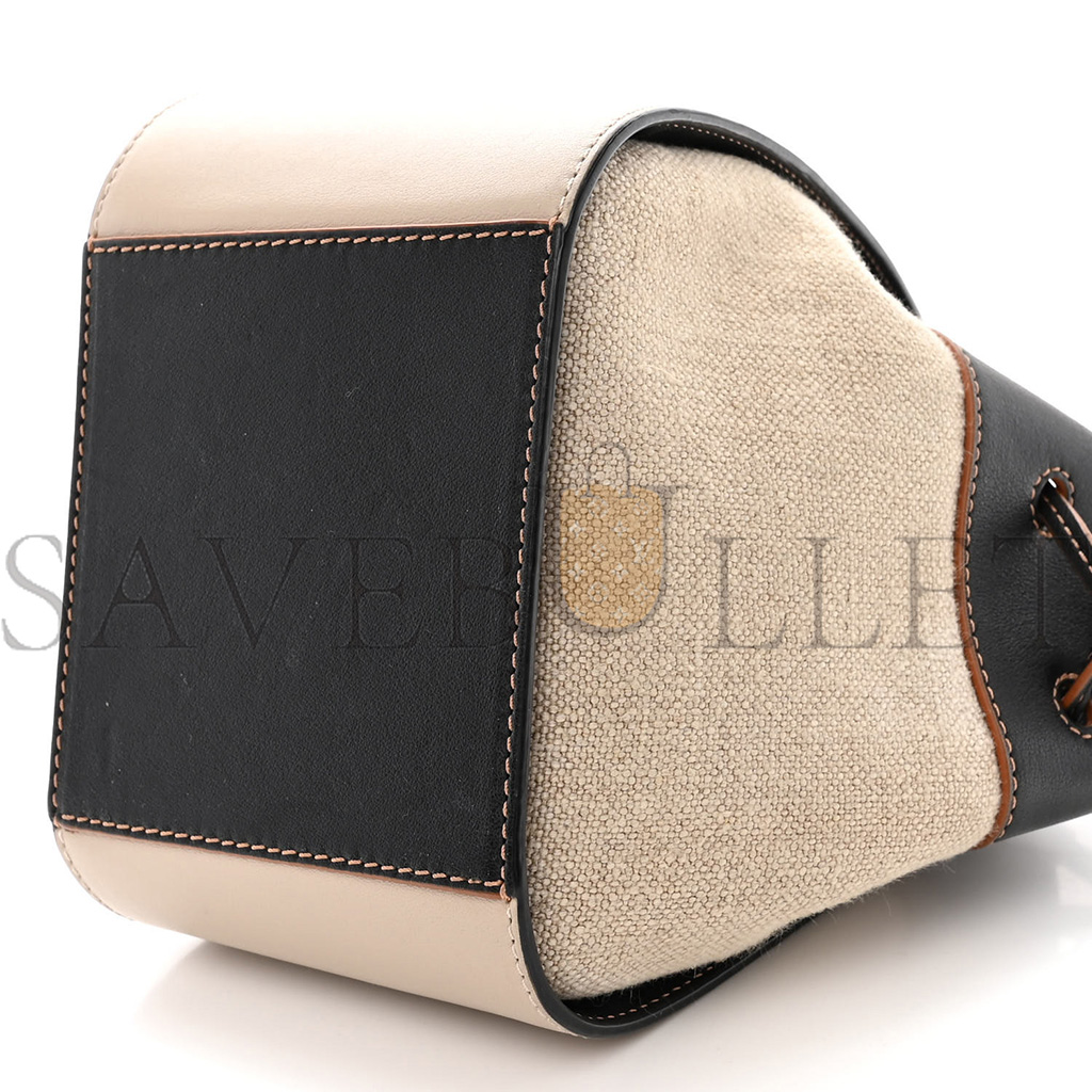 LOEWE CALFSKIN CANVAS MINI HAMMOCK SHOULDER BAG MINK BLACK (20*16*10cm) LOEWE CALFSKIN CANVAS MINI HAMMOCK SHOULDER BAG MINK BLACK (20*16*10cm)