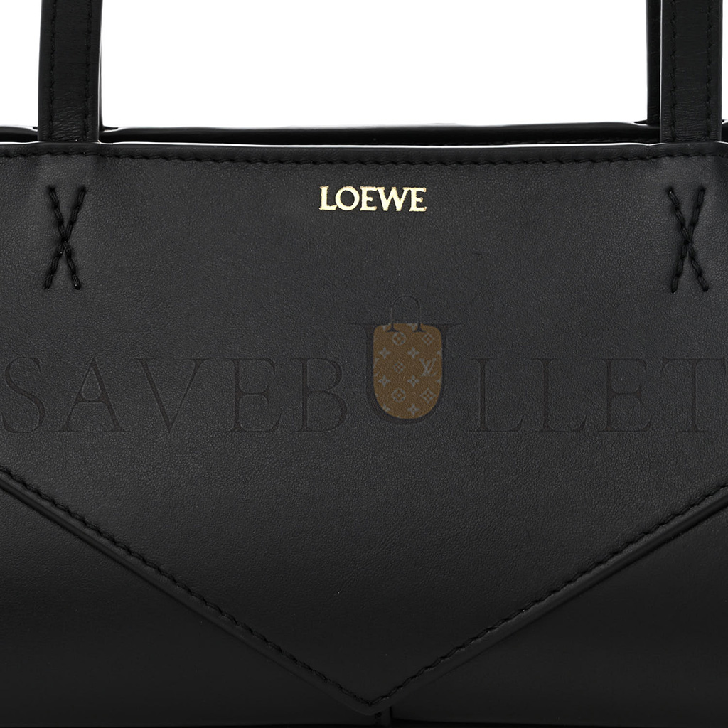 LOEWE SHINY CALFSKIN MINI CROPPED PUZZLE FOLD TOTE BLACK (28*13*13cm) LOEWE SHINY CALFSKIN MINI CROPPED PUZZLE FOLD TOTE BLACK (28*13*13cm)