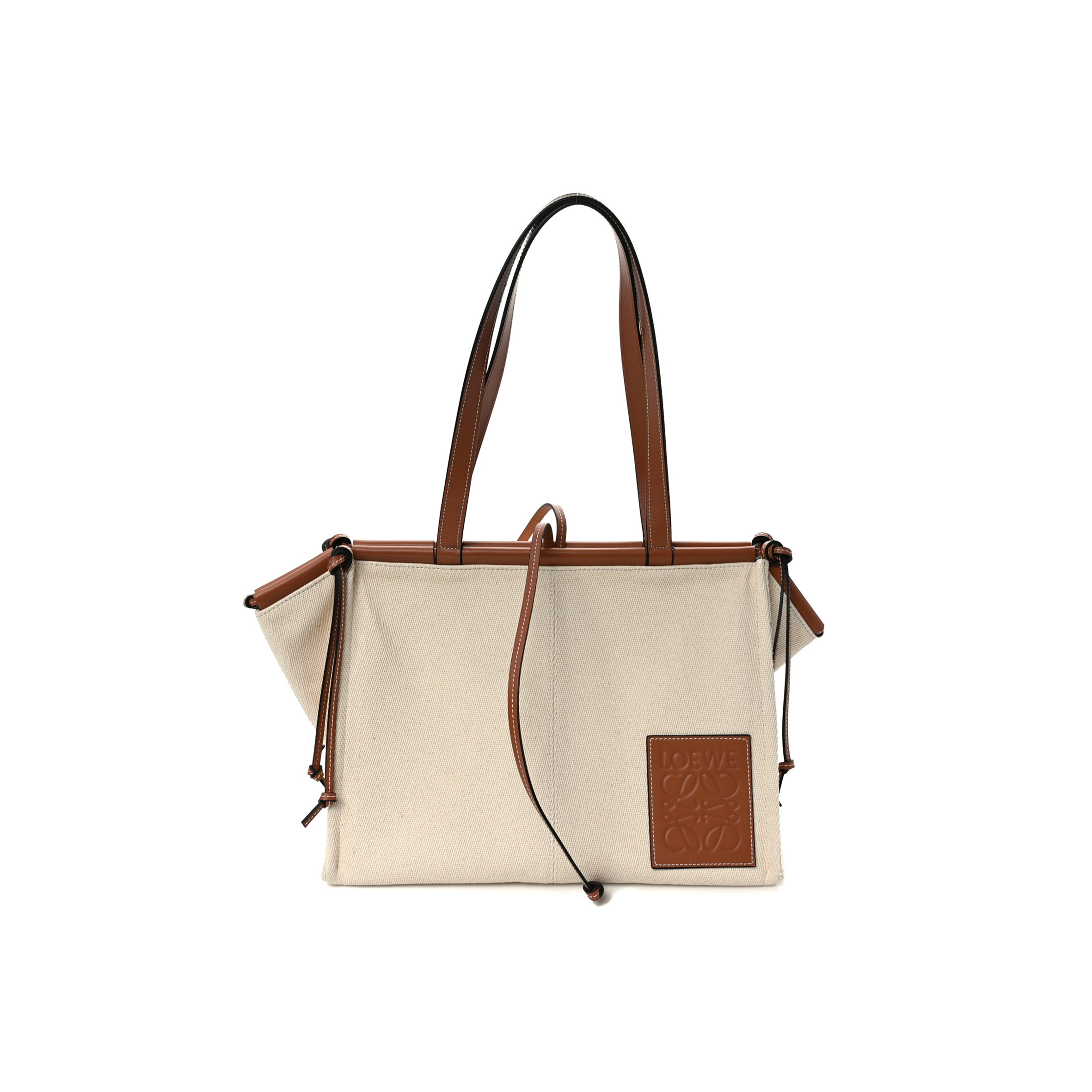 LOEWE CANVAS CALFSKIN SMALL CUSHION TOTE BEIGE (32*23*15cm) LOEWE CANVAS CALFSKIN SMALL CUSHION TOTE BEIGE (32*23*15cm)