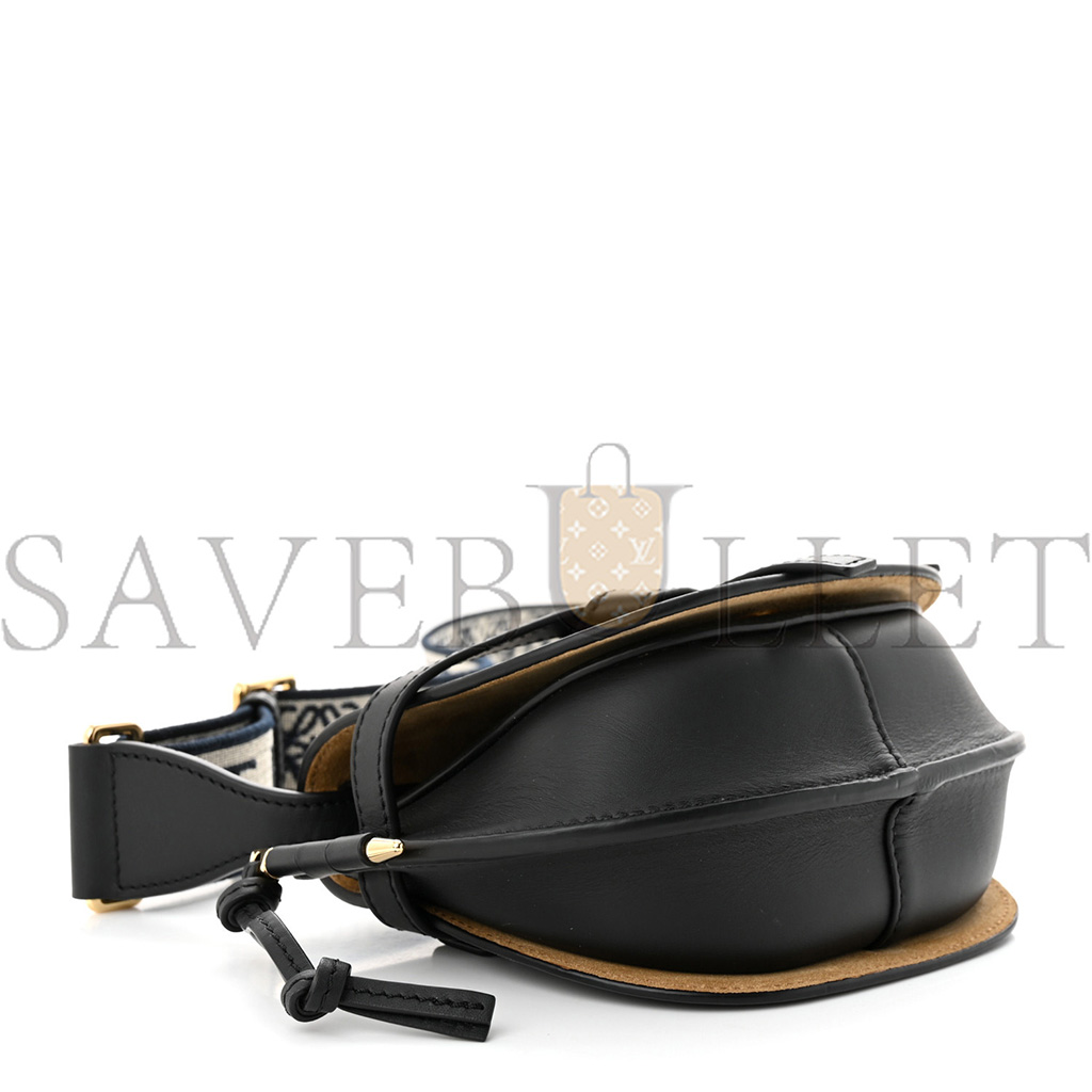 LOEWE CALFSKIN JACQUARD MINI GATE DUAL BAG BLACK (23*13*9cm) LOEWE CALFSKIN JACQUARD MINI GATE DUAL BAG BLACK (23*13*9cm)