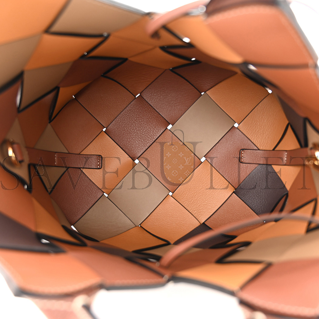 LOEWE CALFSKIN SMALL WOVEN BASKET SURPLUS BAG BROWN (23*22*15cm) LOEWE CALFSKIN SMALL WOVEN BASKET SURPLUS BAG BROWN (23*22*15cm)